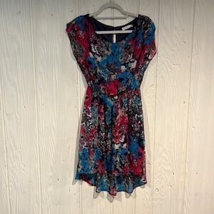 Lush Floral Sleeveless High Low Dress, Size S
